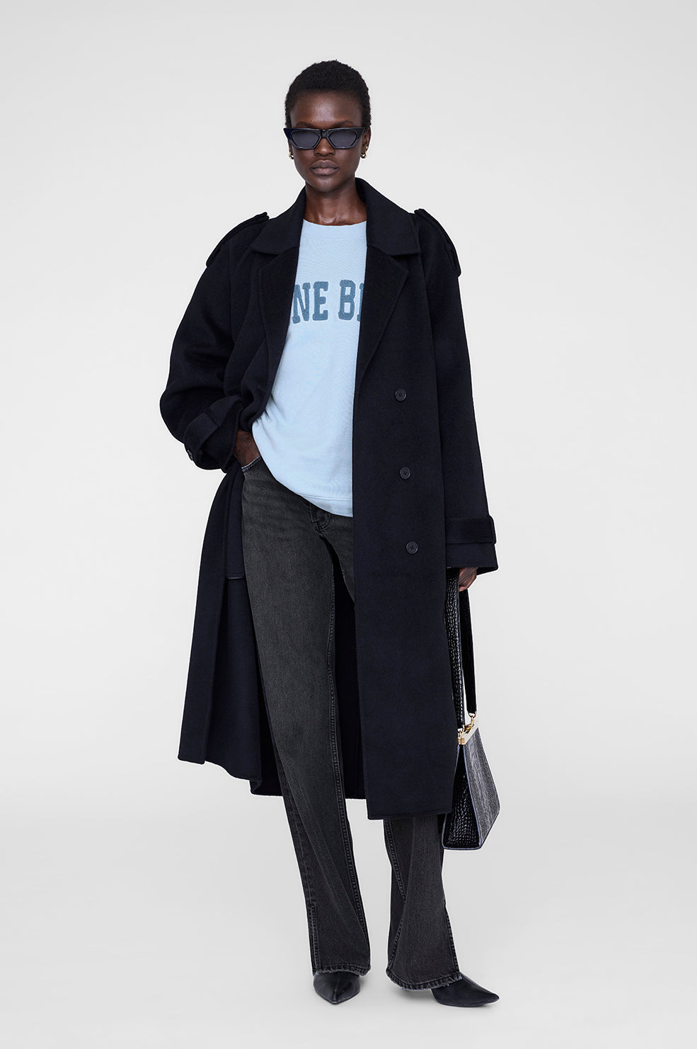 ANINE BING Miles Sweatshirt Anine Bing - Pale Blue - on model front second image