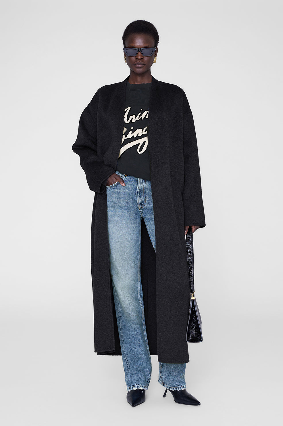 ANINE BING - Miles Sweatshirt Chenille Signature - Black | Plush