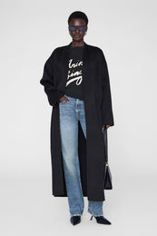 ANINE BING Miles Sweatshirt Chenille Signature - Black - On Model front second image