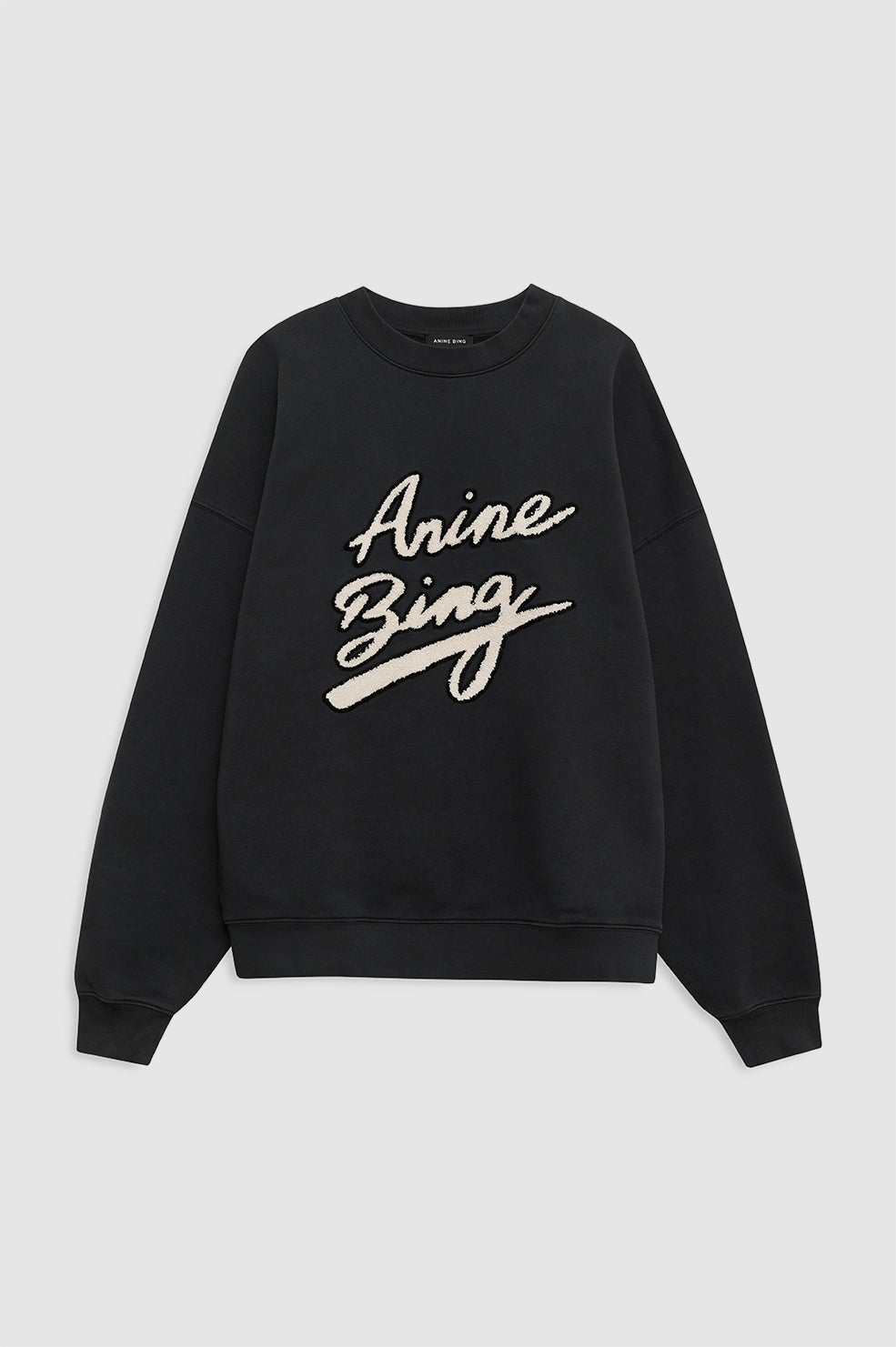 featured-img|ANINE BING Miles Sweatshirt Chenille Signature - Black - Front View