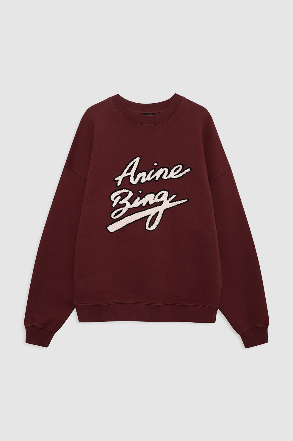 featured-img|ANINE BING Miles Sweatshirt Chenille Signature - Cabernet - Front View