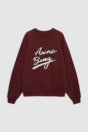 featured-img|ANINE BING Miles Sweatshirt Chenille Signature - Cabernet - Front View