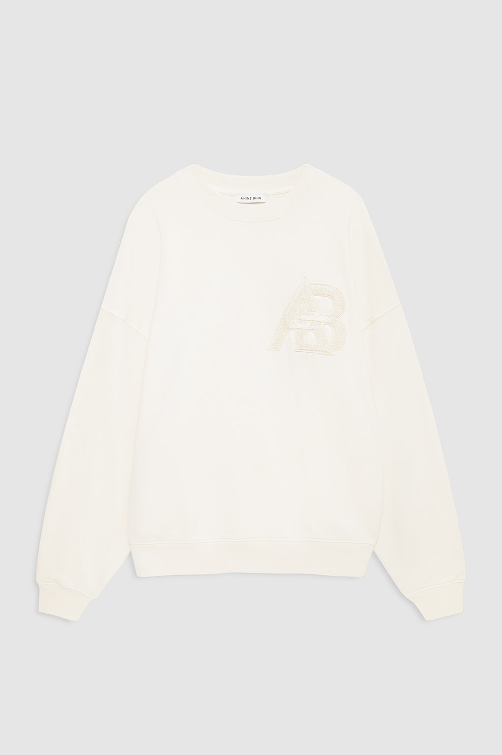 ANINE BING Miles Sweatshirt Letterman - Cream - front view
