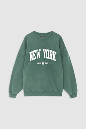 ANINE BING Miles Sweatshirt New York University - Cilantro - front view