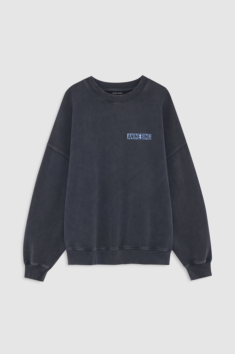 ANINE BING Miles Sweatshirt Palm - Washed Black - front view