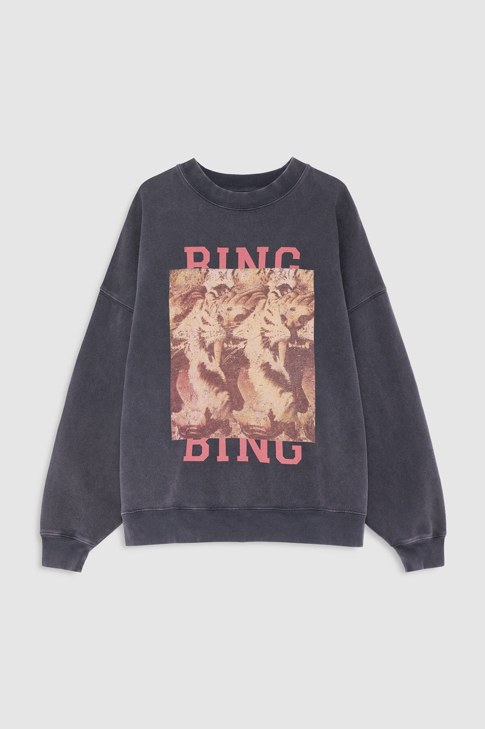 ANINE BING Miles Sweatshirt Tiger Bing - Washed Black- front view