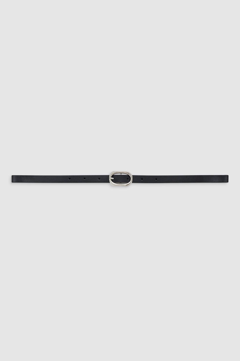ANINE BING Mini Signature Link Belt - Black With Silver - Front View
