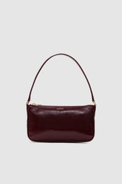 ANINE BING Mini Elly Bag - Oxblood Crinkled Patent - front view