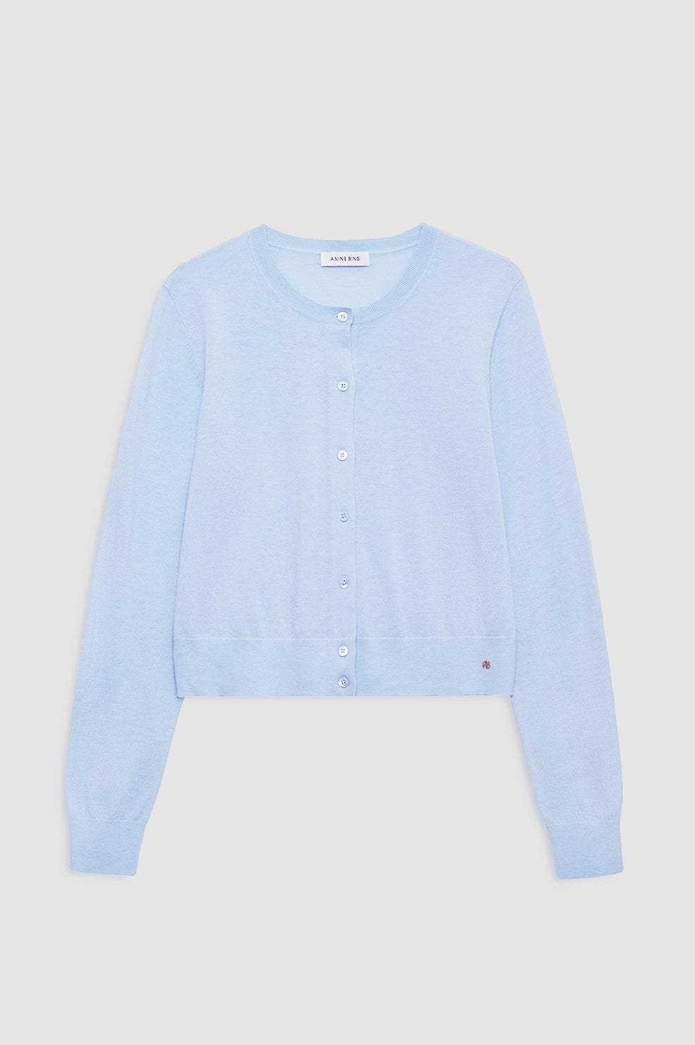 featured-img|ANINE BING Moni Crop Cardigan - Pale Blue - front view