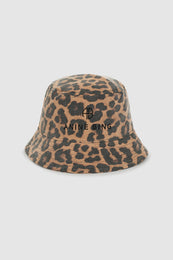 ANINE BING Nicks Bucket Hat - Black And Brown Leopard - Front View