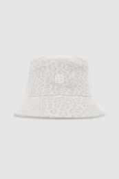 ANINE BING Nicks Bucket Hat - Washed White Leopard - front view