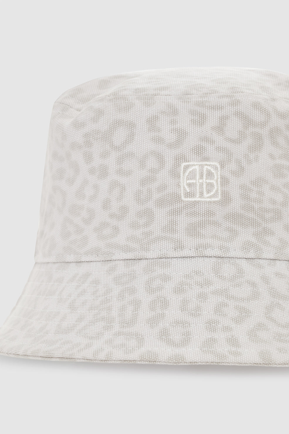 ANINE BING Nicks Bucket Hat - Washed White Leopard - detail view