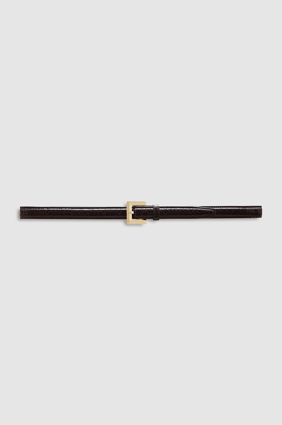 ANINE BING Nicola Belt - Dark Brown Embossed - Front View