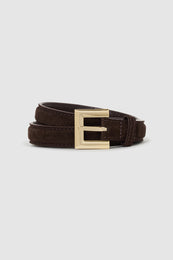 ANINE BING Nicola Belt - Dark Brown Suede - rolled up view