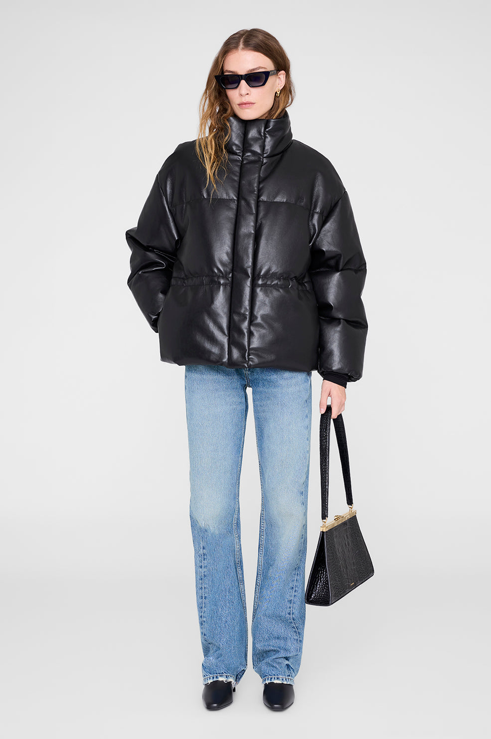 ANINE BING Oslo Puffer - Black Recycled Leather thumbnail