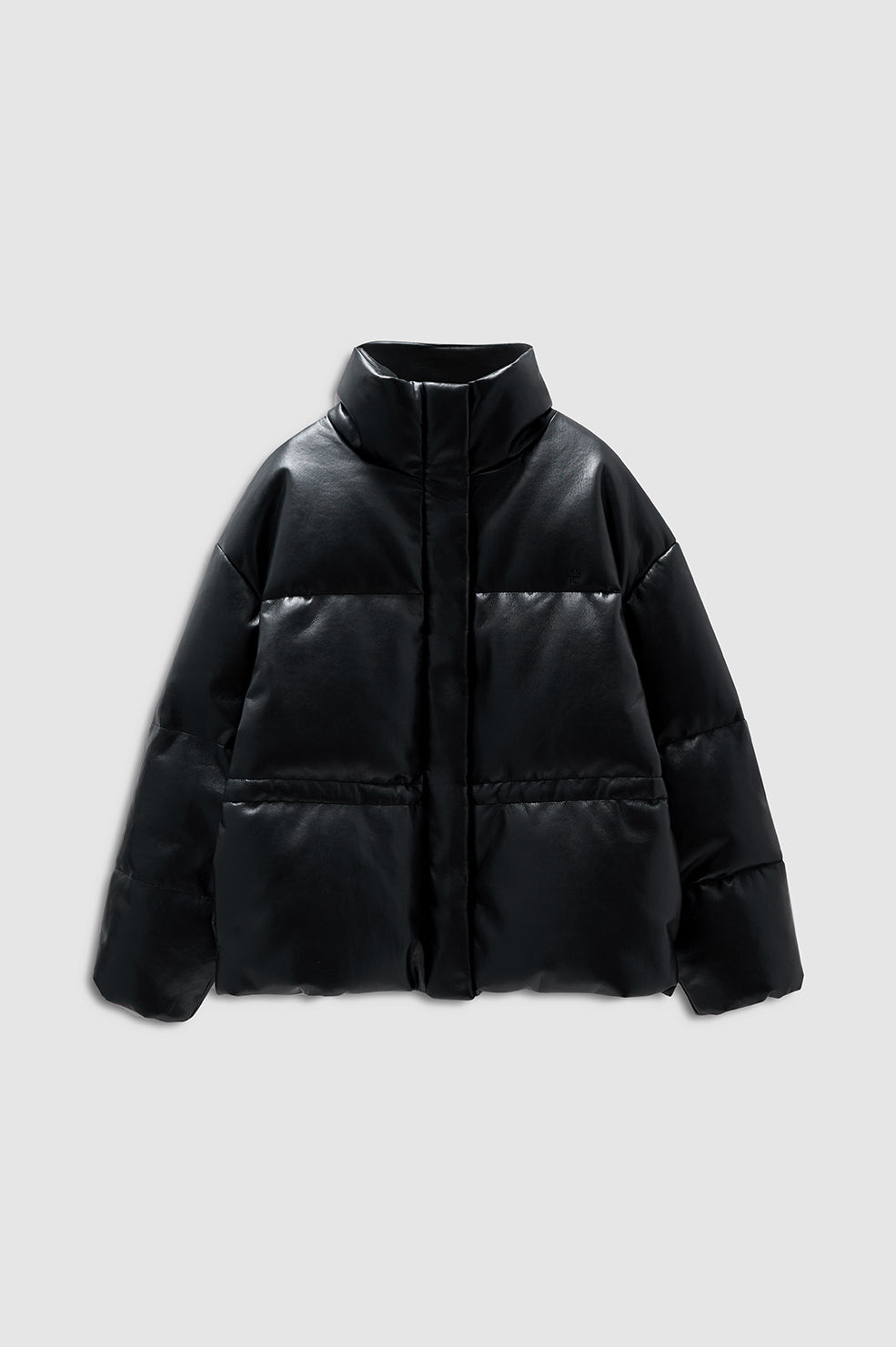 featured-img|ANINE BING Oslo Puffer - Black Recycled Leather - front view