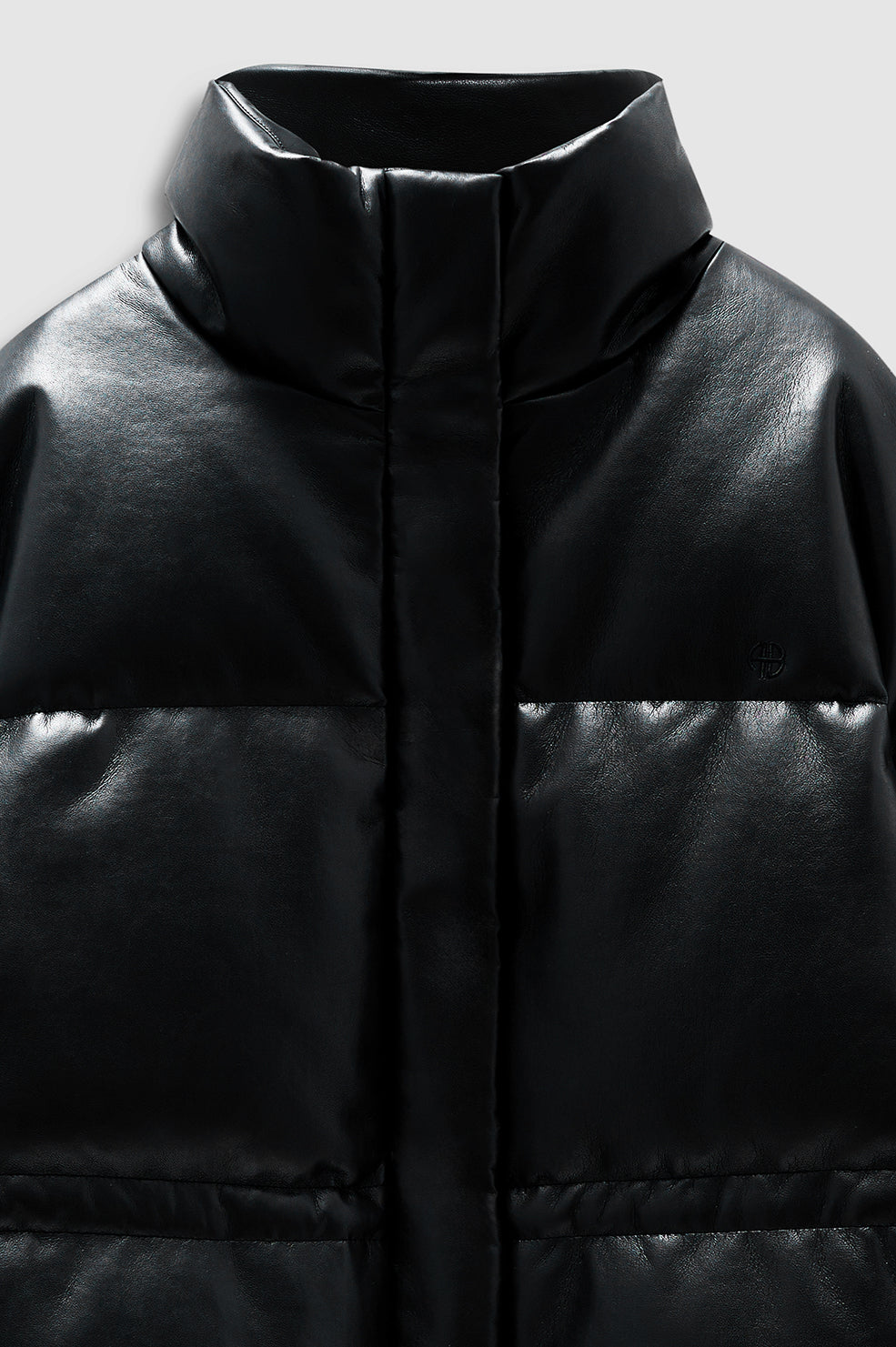 ANINE BING Oslo Puffer - Black Recycled Leather - detail view