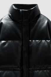ANINE BING Oslo Puffer - Black Recycled Leather - detail view