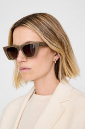ANINE BING Paris Sunglasses - Dark Olive - On Model View
