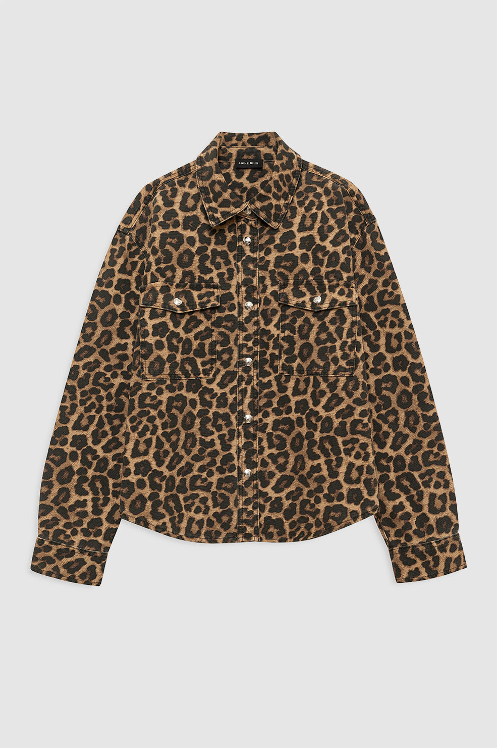 featured-img|ANINE BING Paxton Shirt - Black And Brown Leopard - Front View