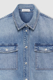 ANINE BING Paxton Shirt - Baltic Blue - detail view