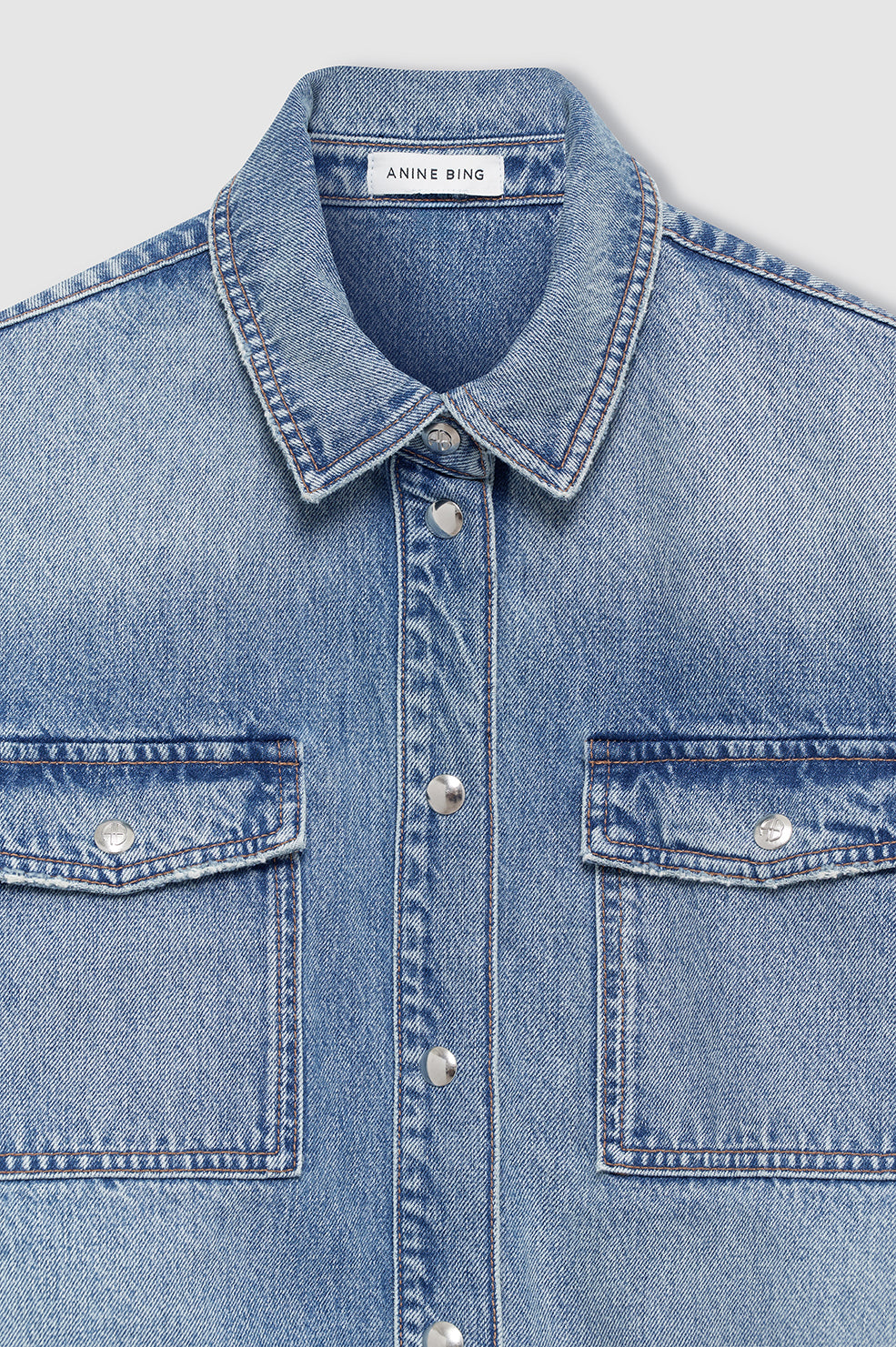 ANINE BING Paxton Shirt - Baltic Blue - detail view