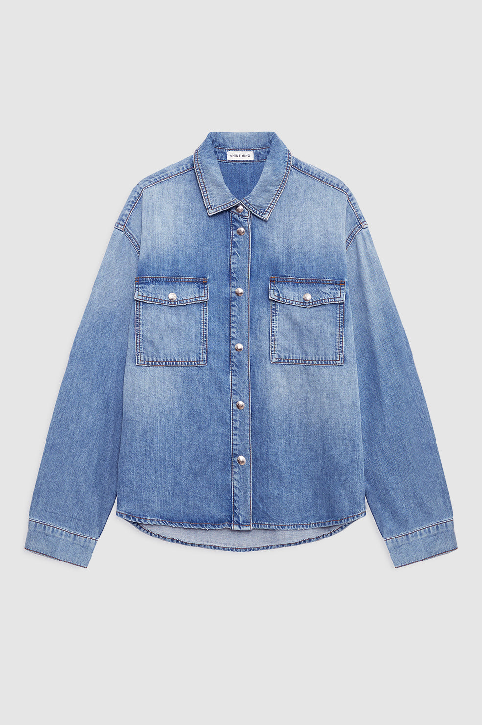 |ANINE BING Paxton Shirt - Tidal Blue - front view