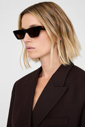 ANINE BING Pierre Sunglasses - Dark Tortoise - On Model View