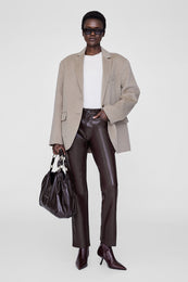 ANINE BING Quinn Blazer - Oatmeal Melange Cashmere Blend - On Model Front