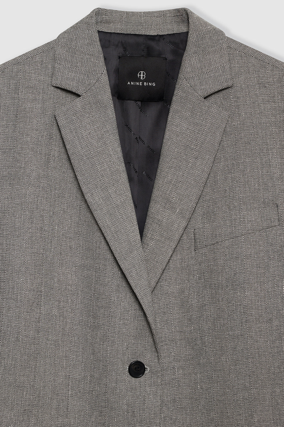 ANINE BING Quinn Blazer - Ivory And Black Herringbone