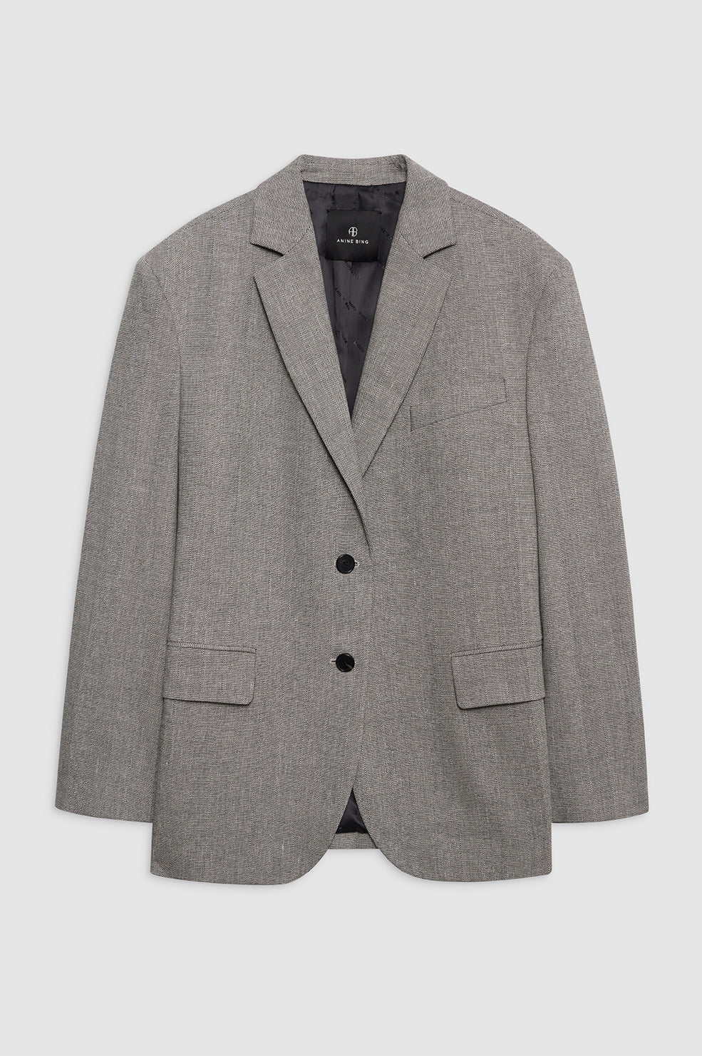 ANINE BING Quinn Blazer - Ivory And Black Herringbone