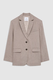 featured-img|ANINE BING Quinn Blazer - Taupe And Blue Pinstripe - front view