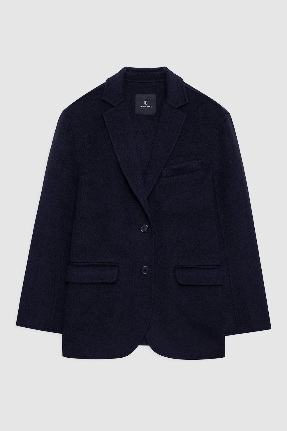 featured-img|ANINE BING Quinn Blazer - Midnight Blue Cashmere Blend - front view