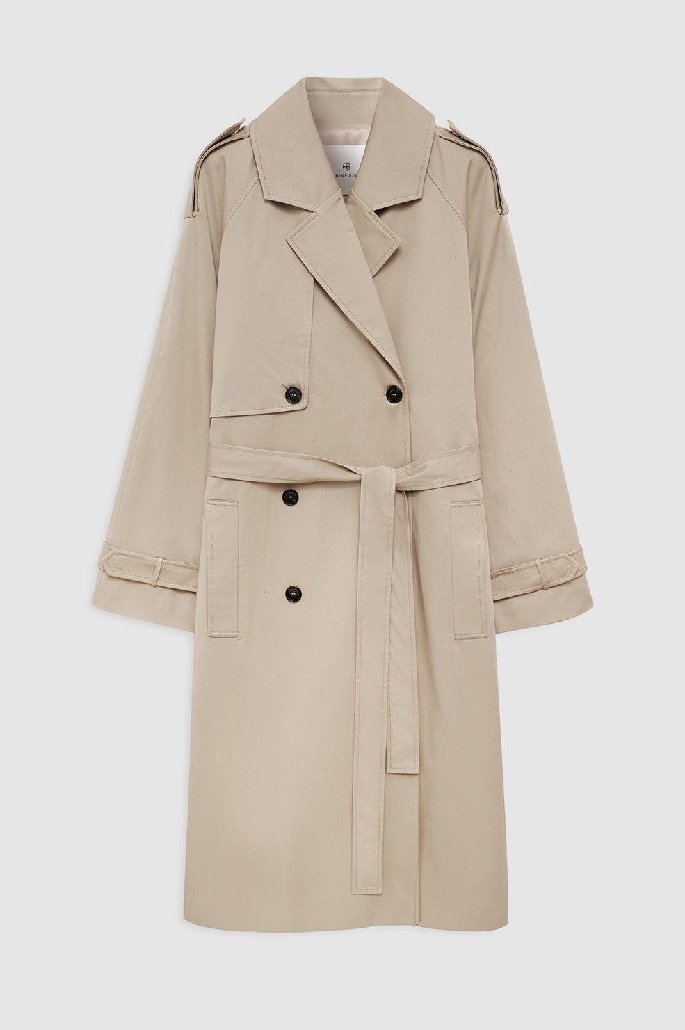 ANINE BING Rickie Maxi Trench - Beige -  front view