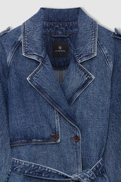 ANINE BING Rickie Maxi Trench - Cabana Blue - detail view