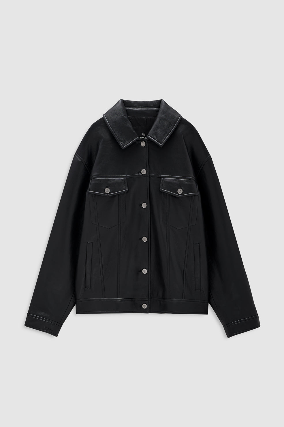 ANINE BING Rory Jacket - Black Recycled Leather - front view