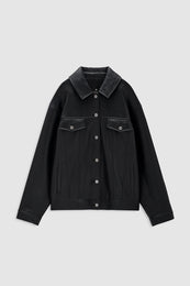ANINE BING Rory Jacket - Black Recycled Leather - front view