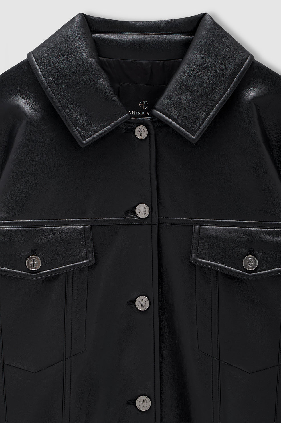 ANINE BING Rory Jacket - Black Recycled Leather - detail view