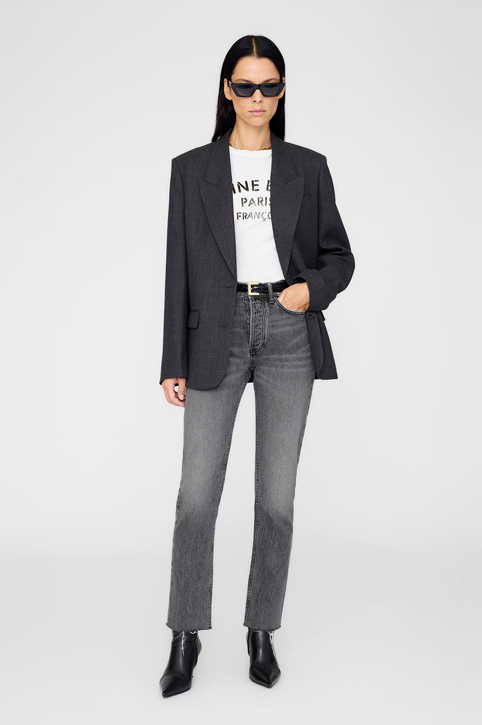 Ross Single-Breasted Blazer - Dark Heather Grey