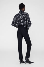 ANINE BING Ruby Shirt - Black And White Double Dot Jacquard - On Model Back