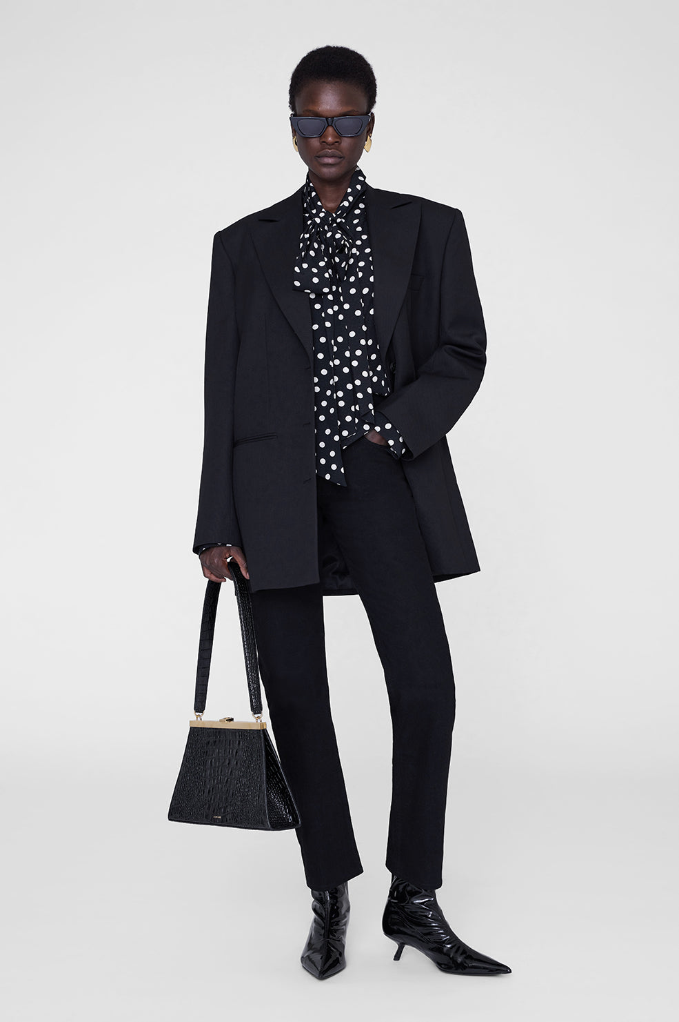 Ruby Shirt - Black And White Double Dot Jacquard