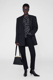 ANINE BING Ruby Shirt - Black And White Double Dot Jacquard - On Model Front Second Image 