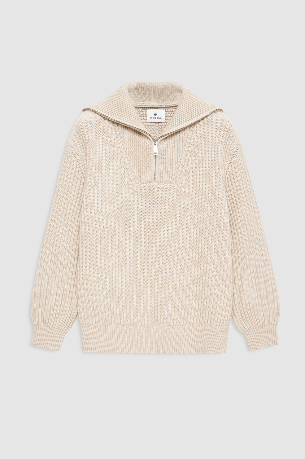 ANINE BING Sammy Sweater - Beige - front view