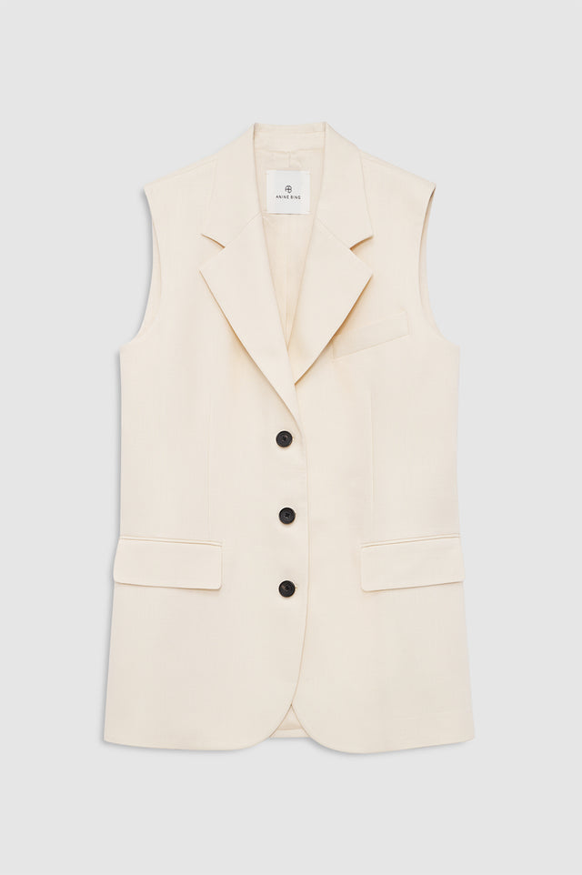 |ANINE BING Sara Vest - Cream - front view