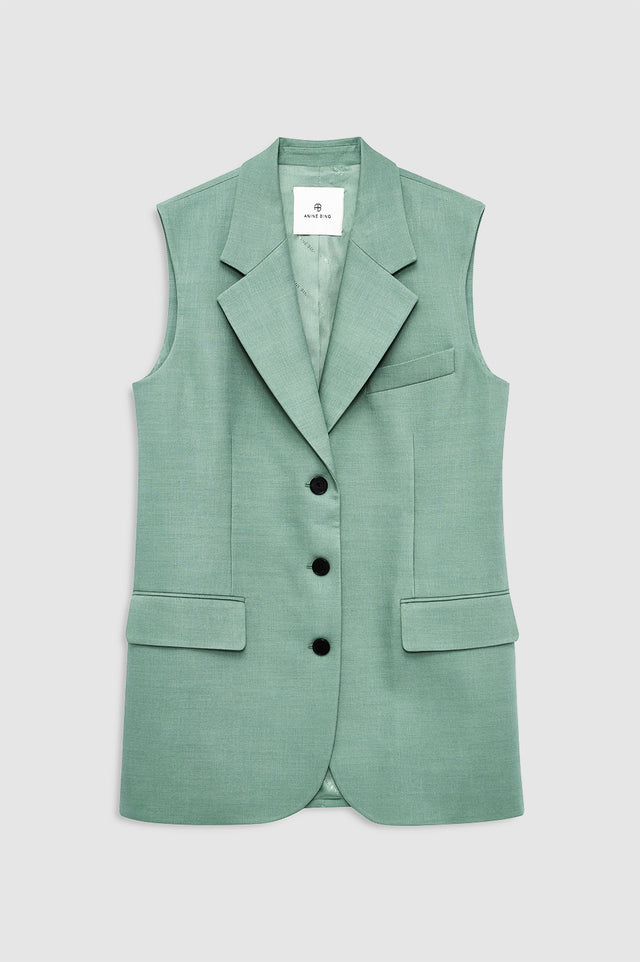 |ANINE BING Sara Vest - Sea Foam Green - front view