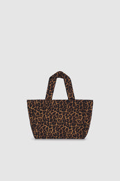 Small Leo Canvas Tote - Black And Brown Leopard
