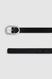 ANINE BING Small Signature Link Belt - Black With Silver - detail view