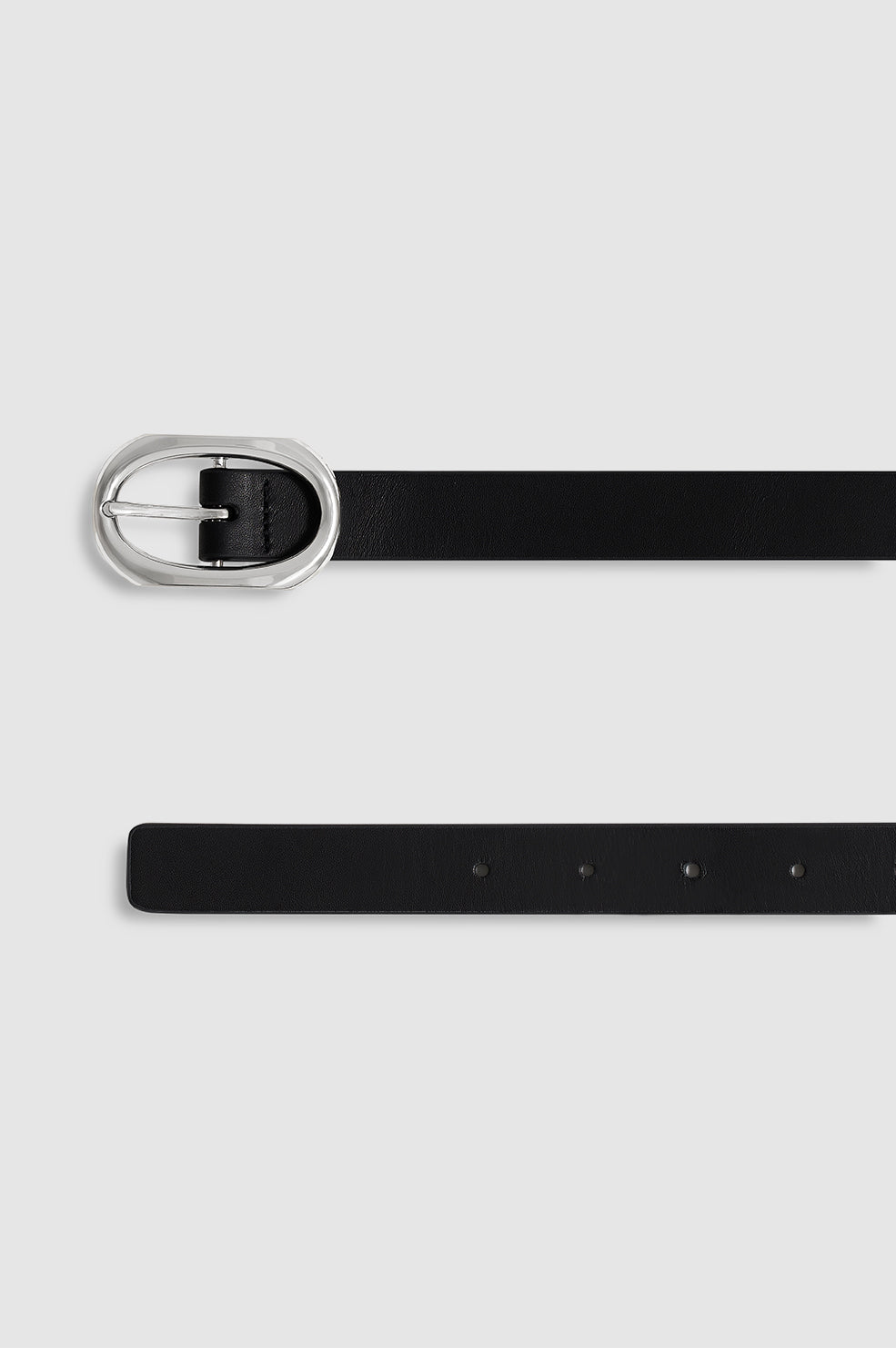ANINE BING Small Signature Link Belt - Black With Silver - detail view