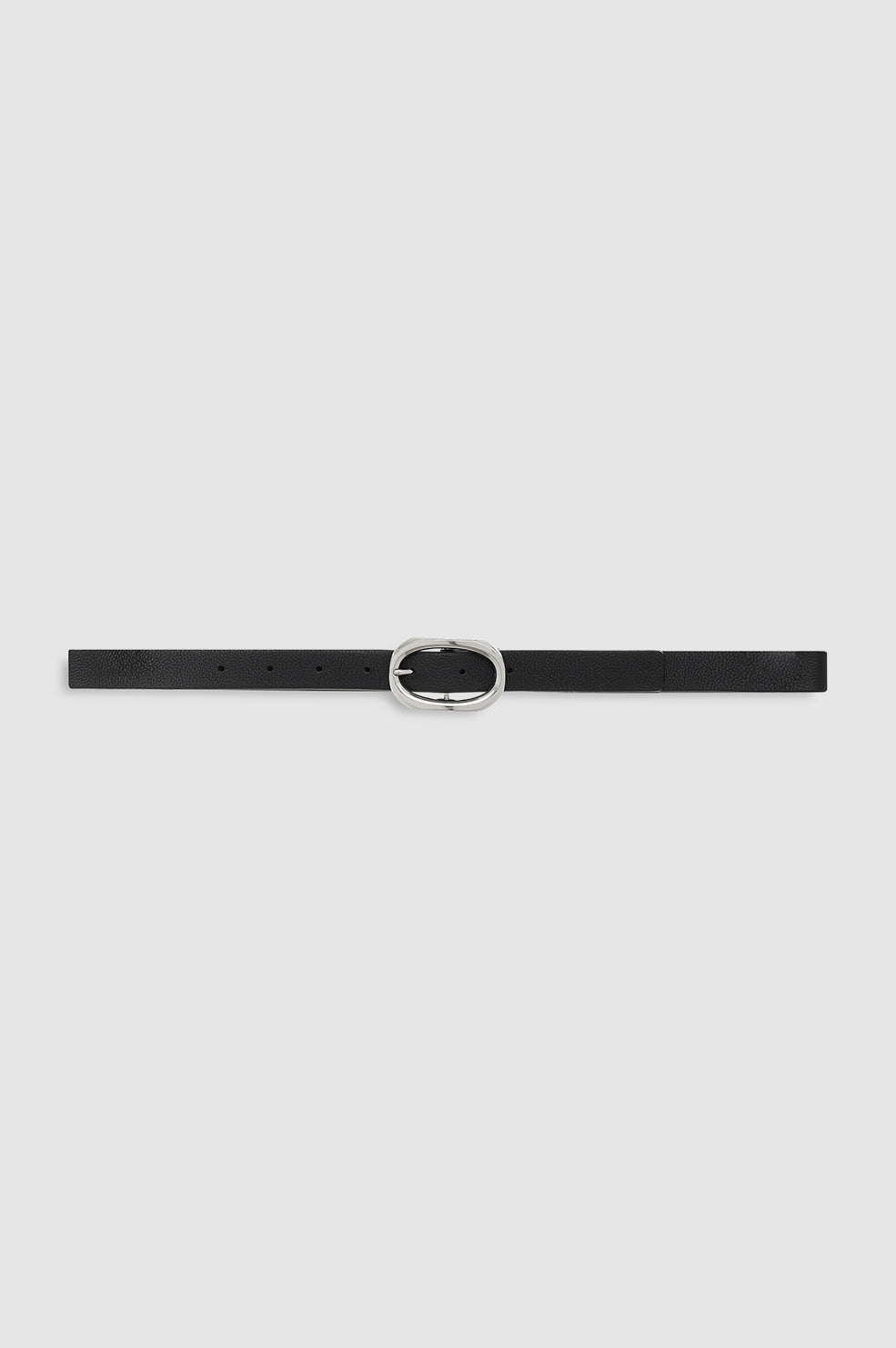 ANINE BING Small Signature Link Belt - Black Pebbled - front view