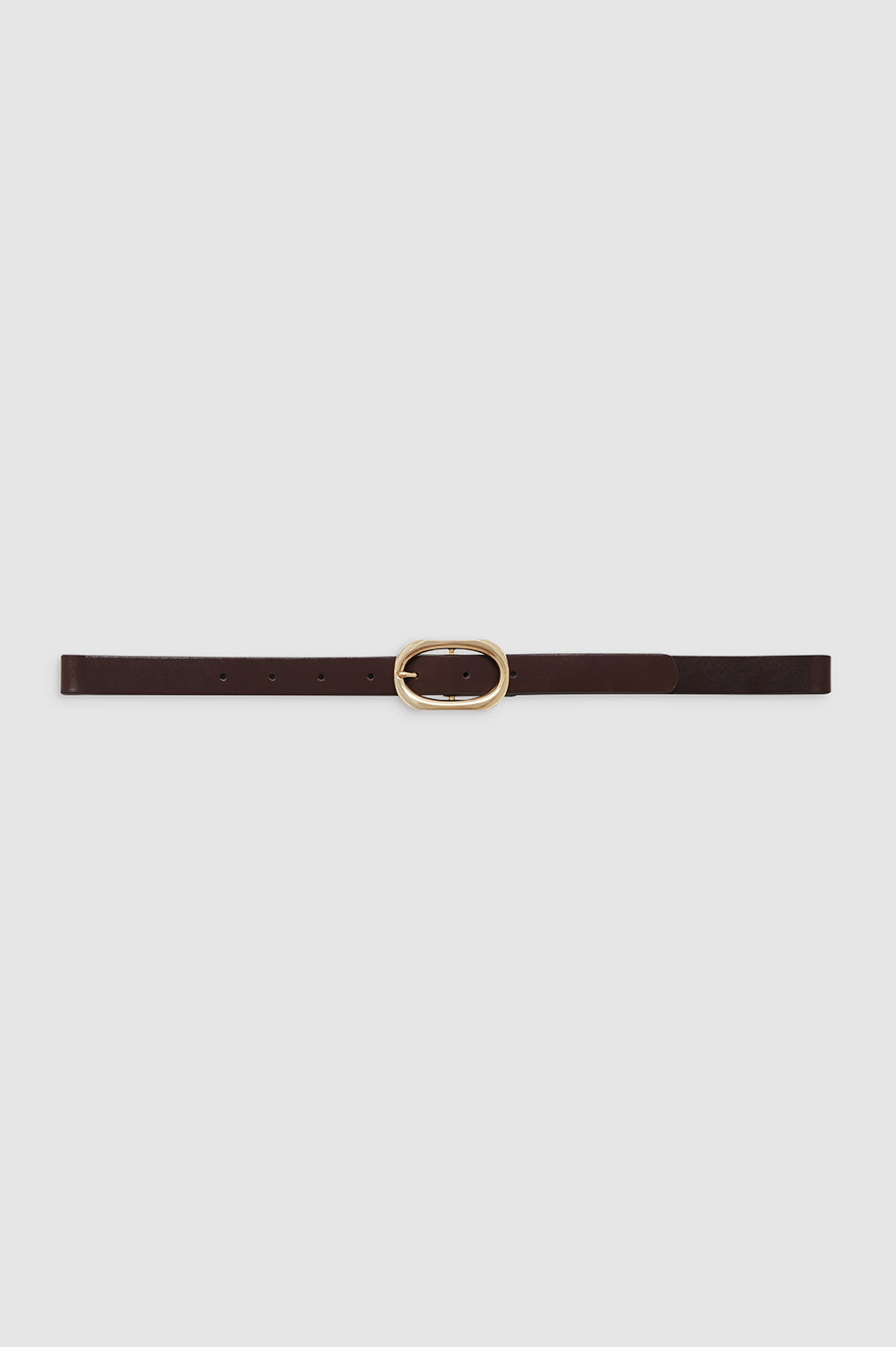 featured-img|ANINE BING Small Signature Link Belt - Dark Brown With Gold - Front View